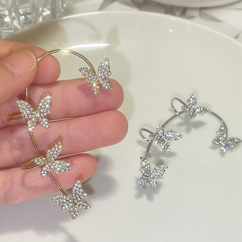 Glittering Diamond Butterfly Earrings for Women