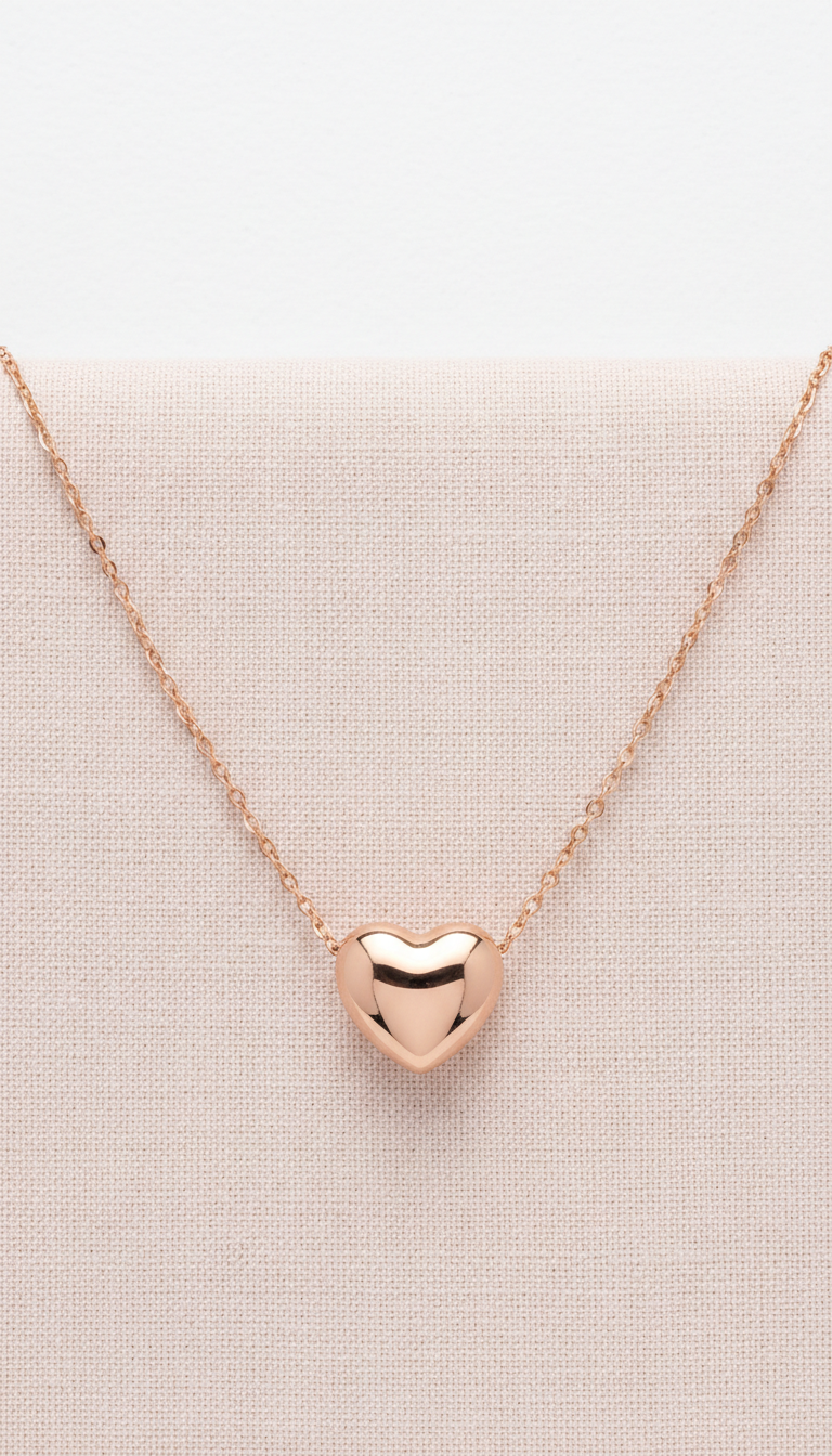 Rose Gold Heart Charm Necklace