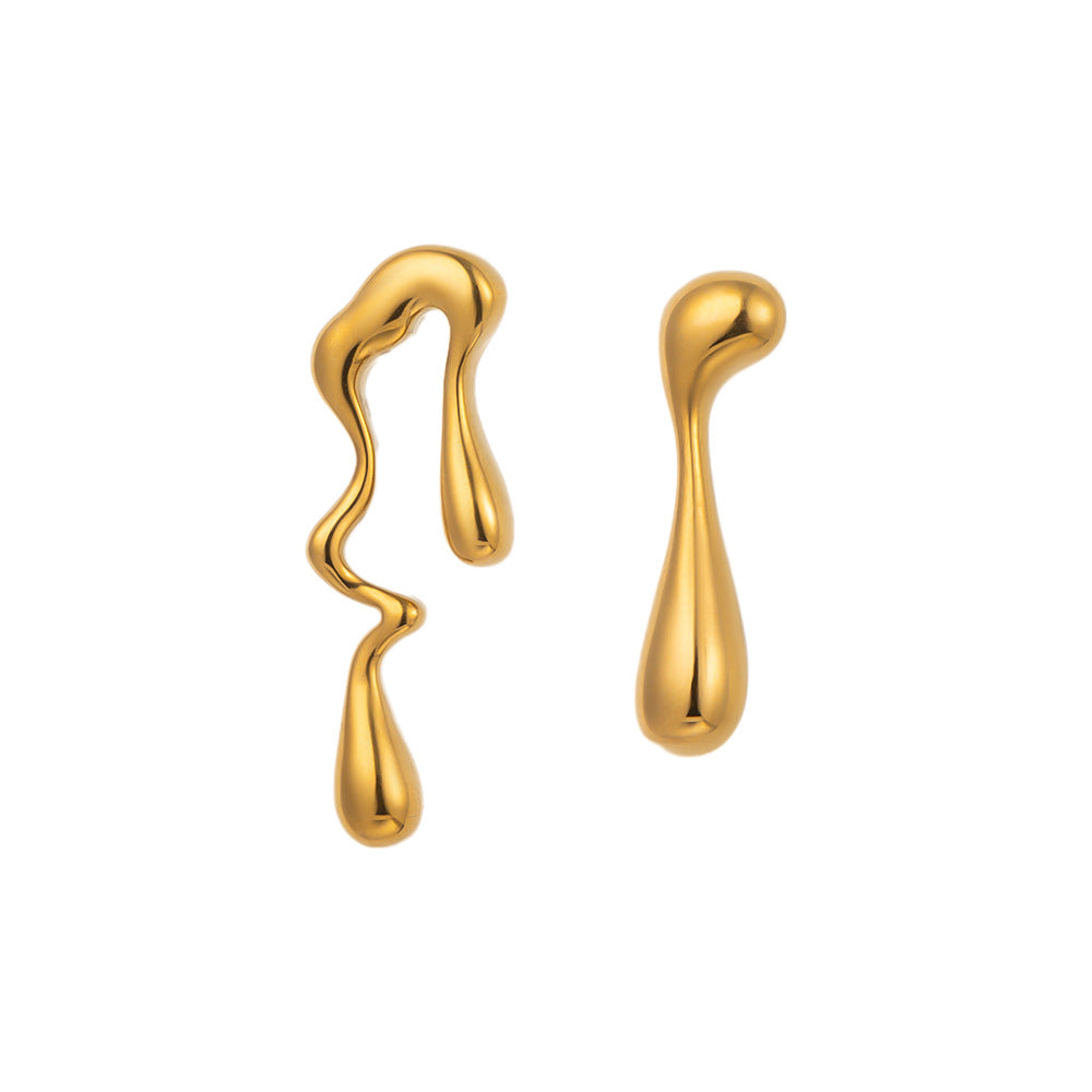 Geometric Drop Earrings, Gold-Plated, detail view