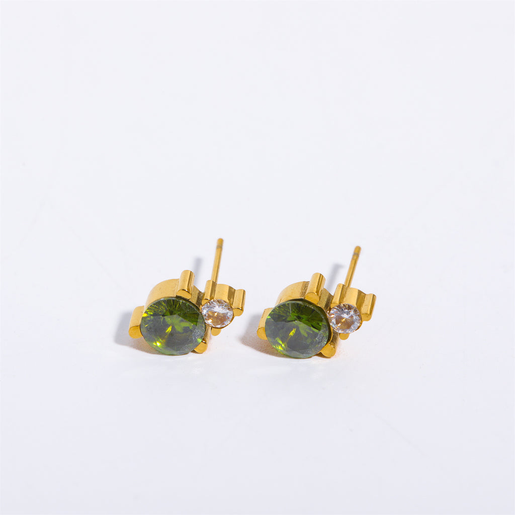 December Birthstone Stud Earrings, close-up