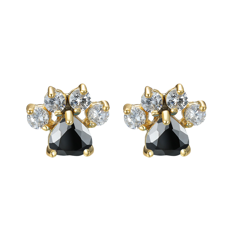 Cat Paw Print Stud Earrings, detail view