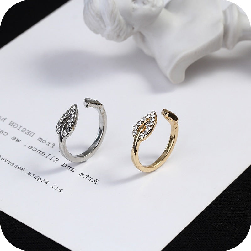 Leaf-Inlaid Couple Rings