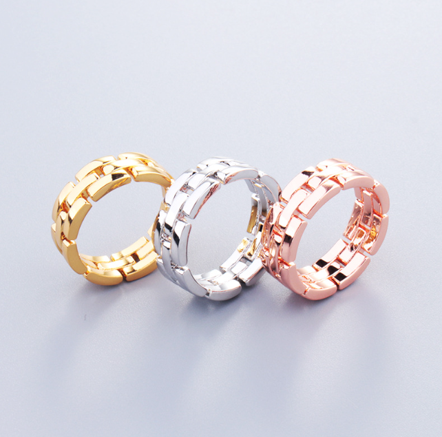 Stitch-Detail Unisex Couple Rings