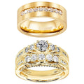His & Hers Matching CZ Wedding Ring Set, close-up