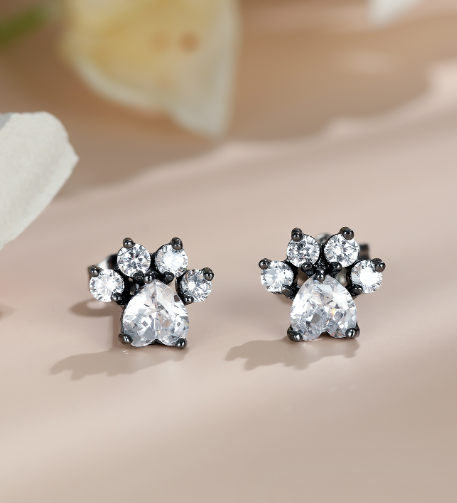 Cat Paw Print Stud Earrings