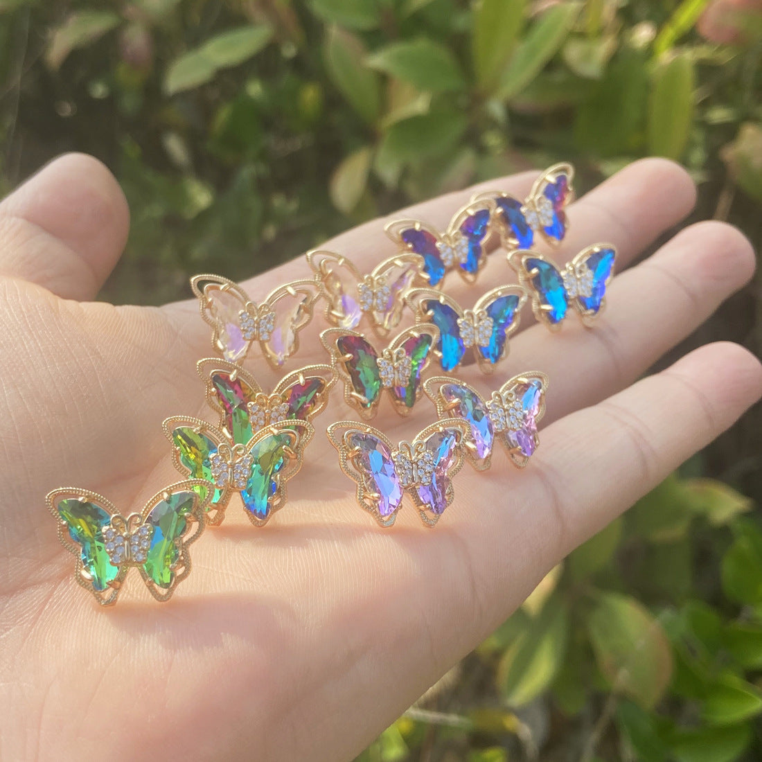 2022 Trendy 925 Silver Gradient Butterfly Earrings