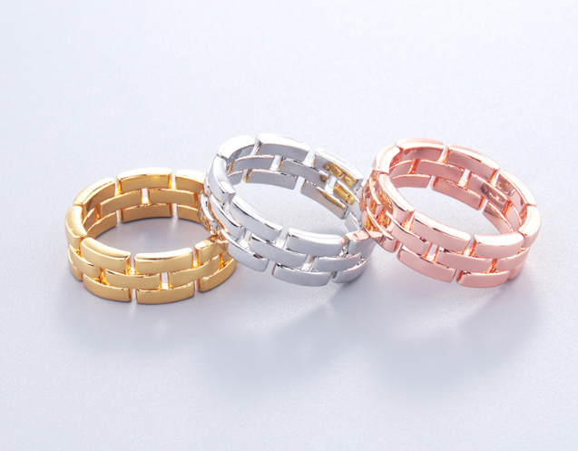 Stitch-Detail Unisex Couple Rings