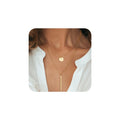 Layered Initial Necklace, Y-Chain, close-up