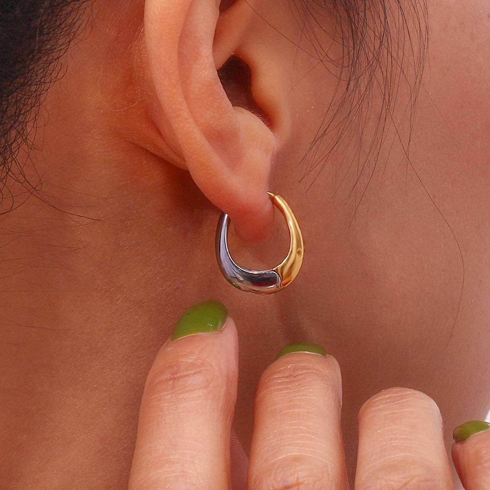 Minimalist Stainless Steel Earrings, detail view