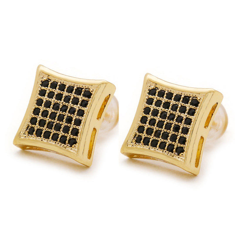 Gold-Plated CZ Stud Earrings, side view