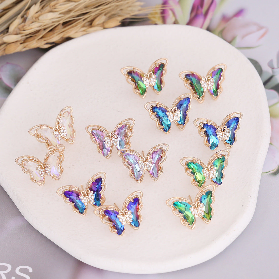 2022 Trendy 925 Silver Gradient Butterfly Earrings