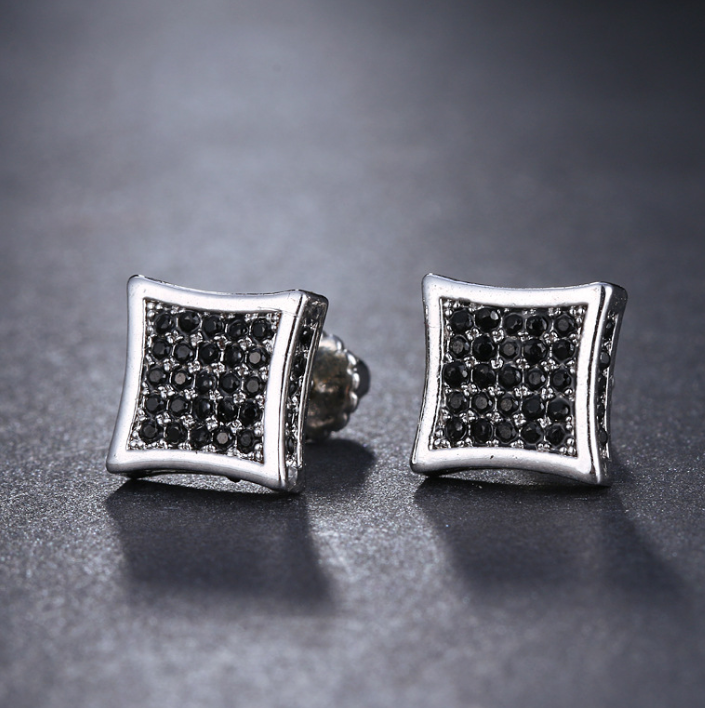 Gold-Plated CZ Stud Earrings, close-up