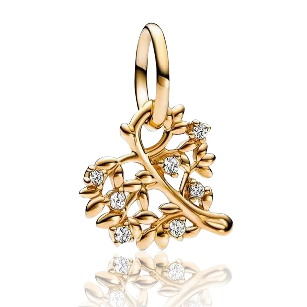 Family Tree Heart Charm, Sterling Silver, close-up