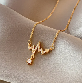 18K Gold-Plated Birth Necklace with Heart Pendant (Single)