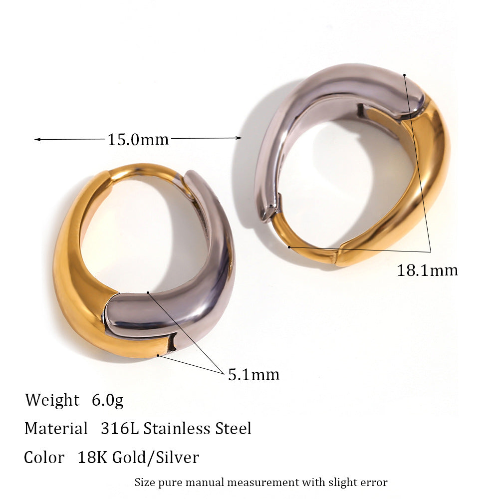 Minimalist Stainless Steel Earrings, worn view
