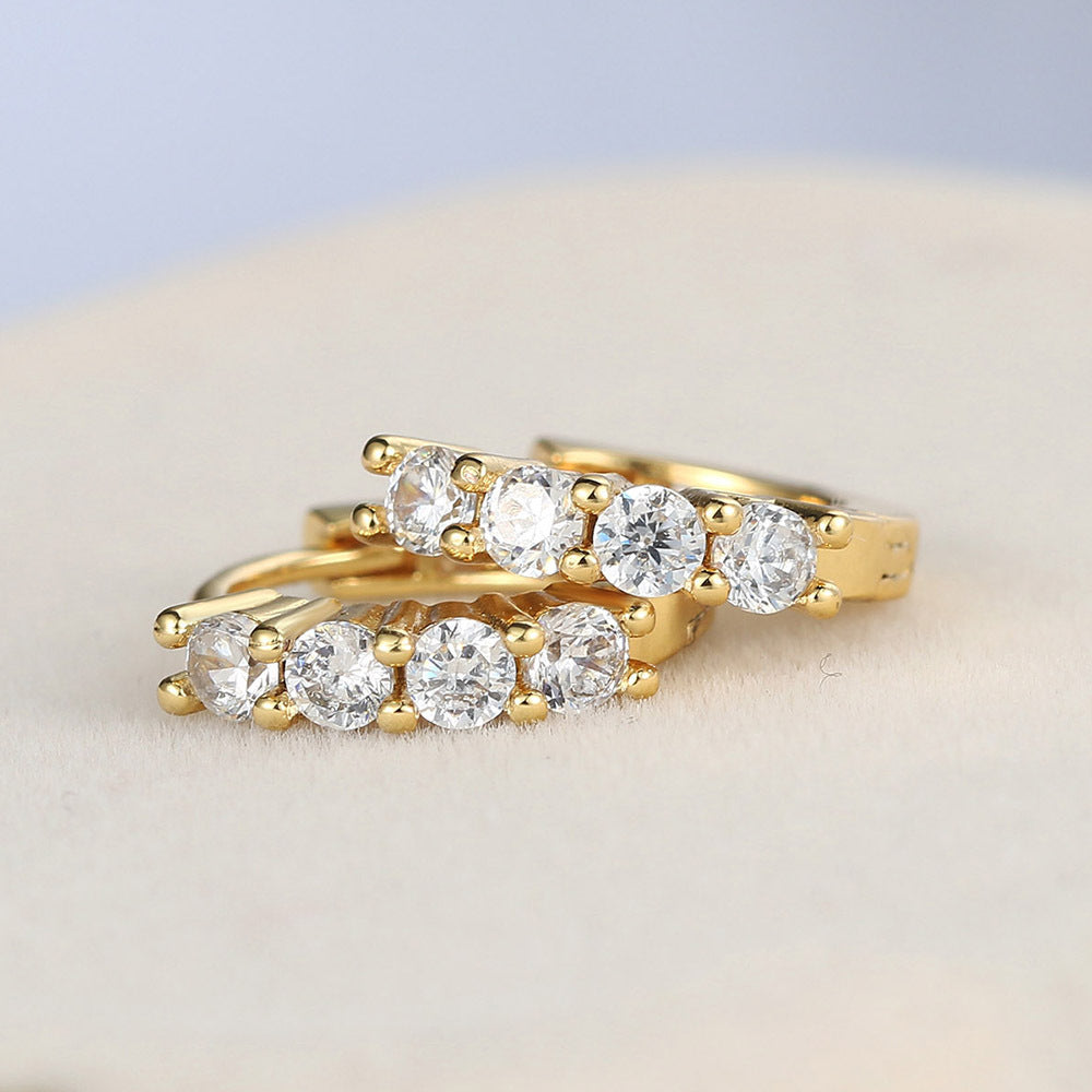 Crescent Moon Stud Earrings, close-up