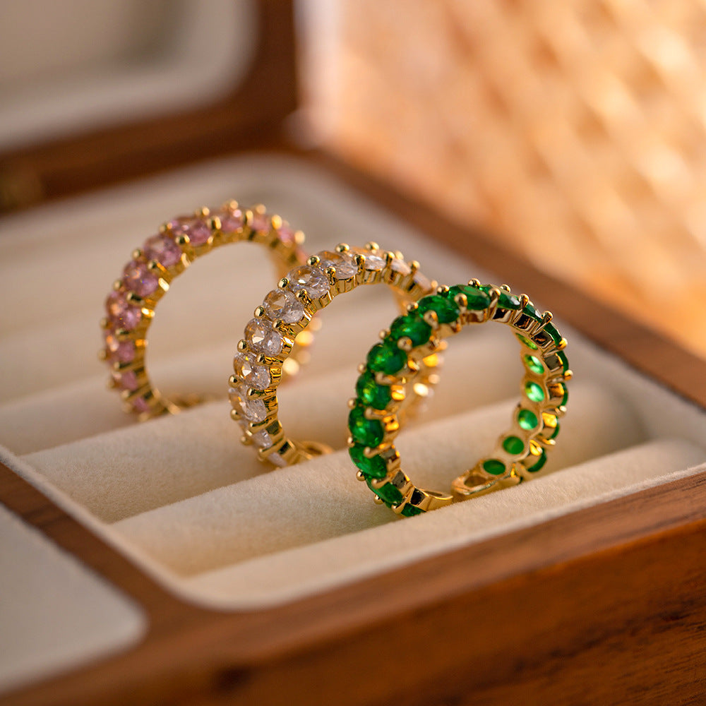 Colorful CZ Oval Rings