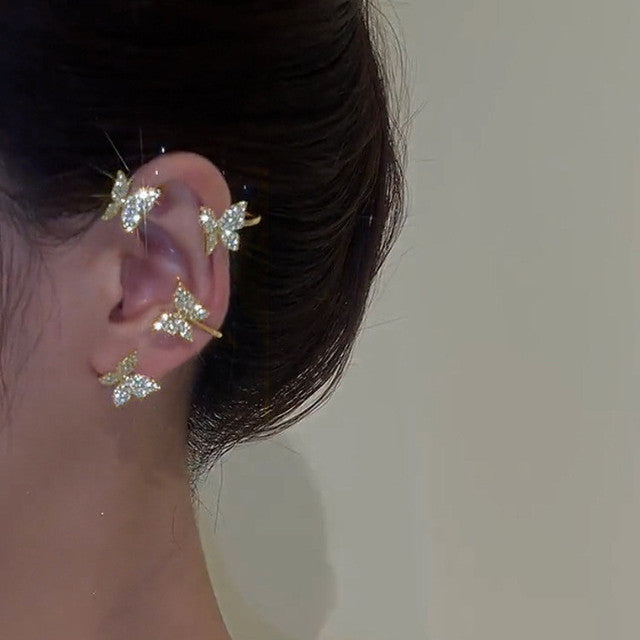 Glittering Diamond Butterfly Earrings for Women
