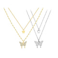 CZ Butterfly Layered Necklace Set (4 Pcs), close-up