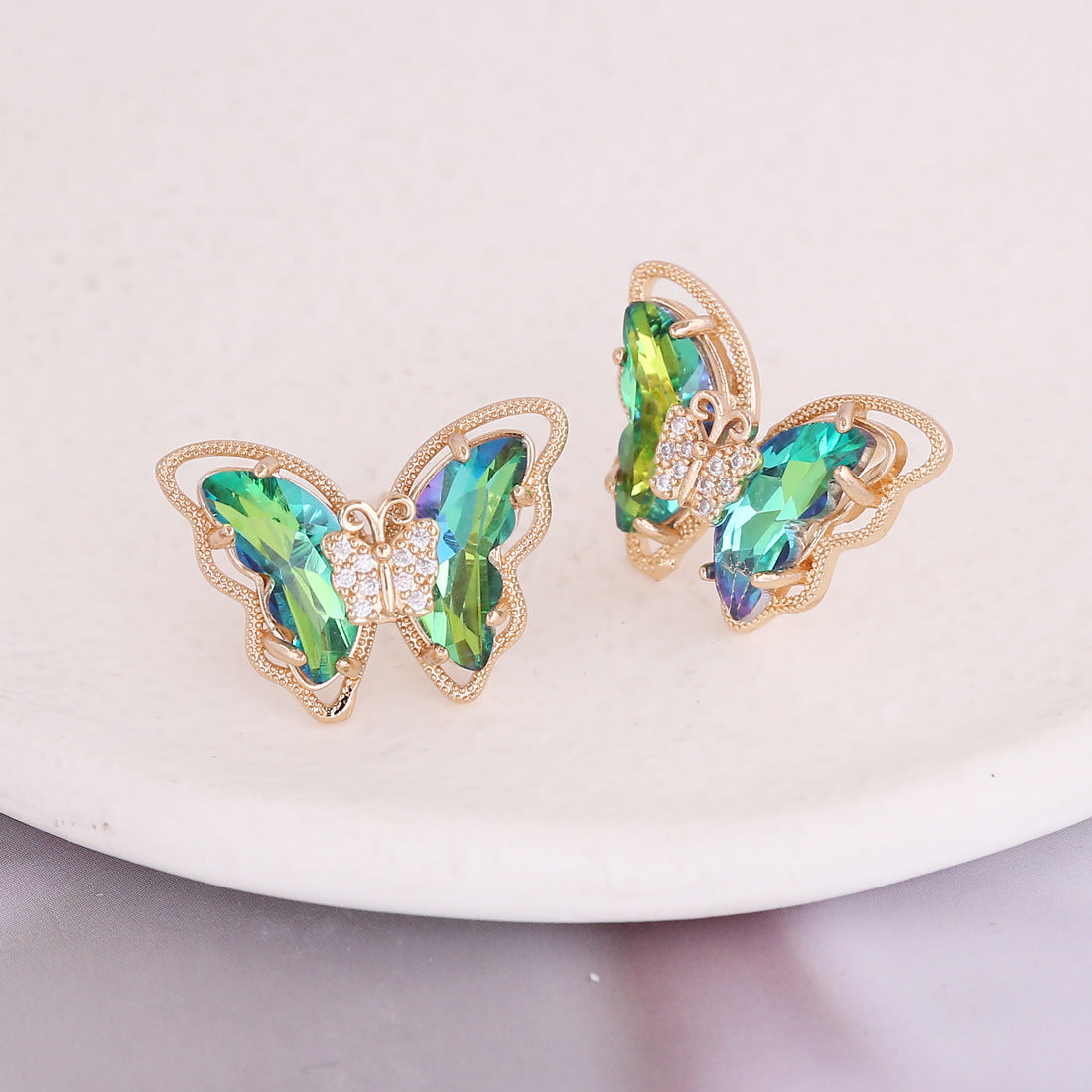 2022 Trendy 925 Silver Gradient Butterfly Earrings
