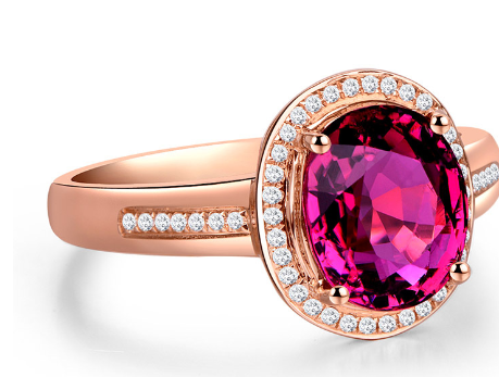 Red Crystal Gemstone Ring, worn view