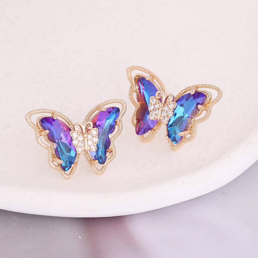 2022 Trendy 925 Silver Gradient Butterfly Earrings
