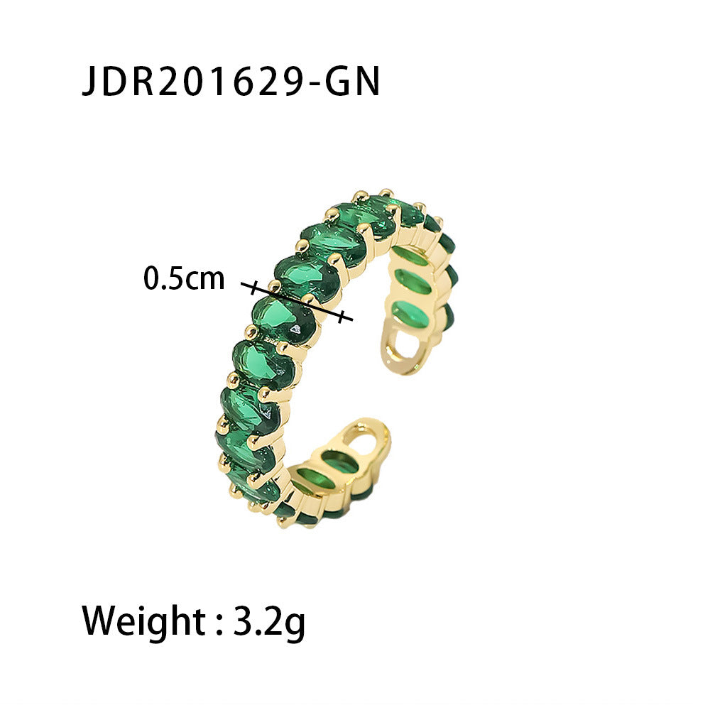 Colorful CZ Oval Rings, side view