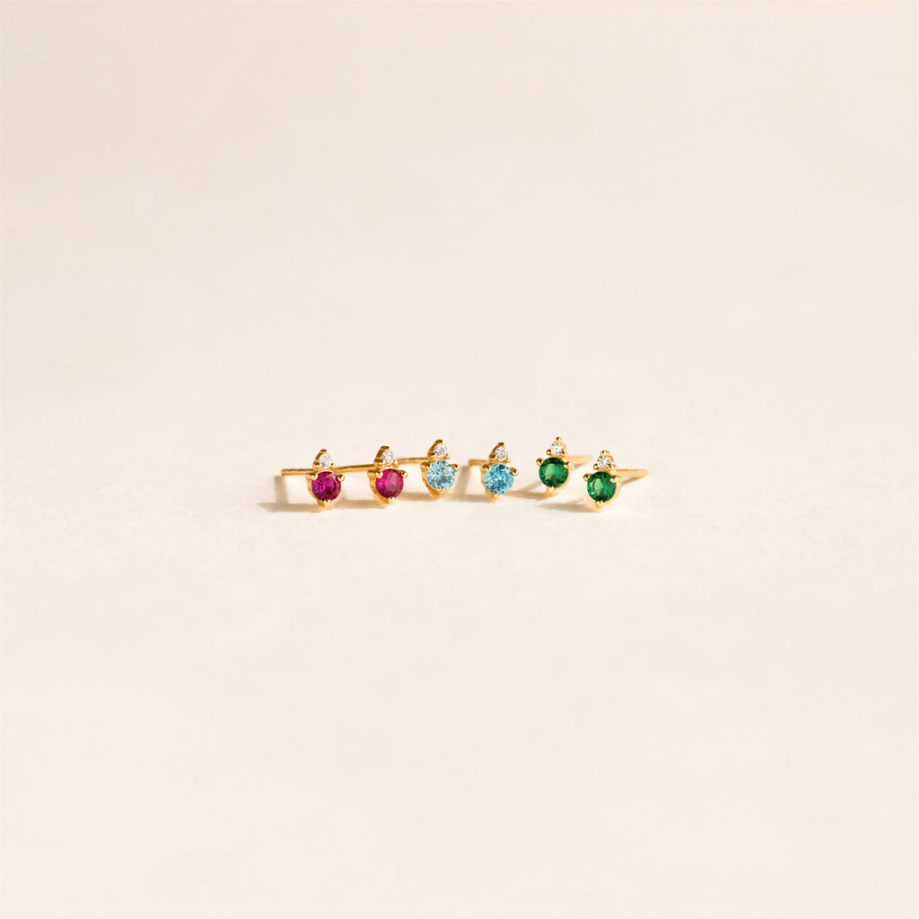 December Birthstone Stud Earrings, detail view