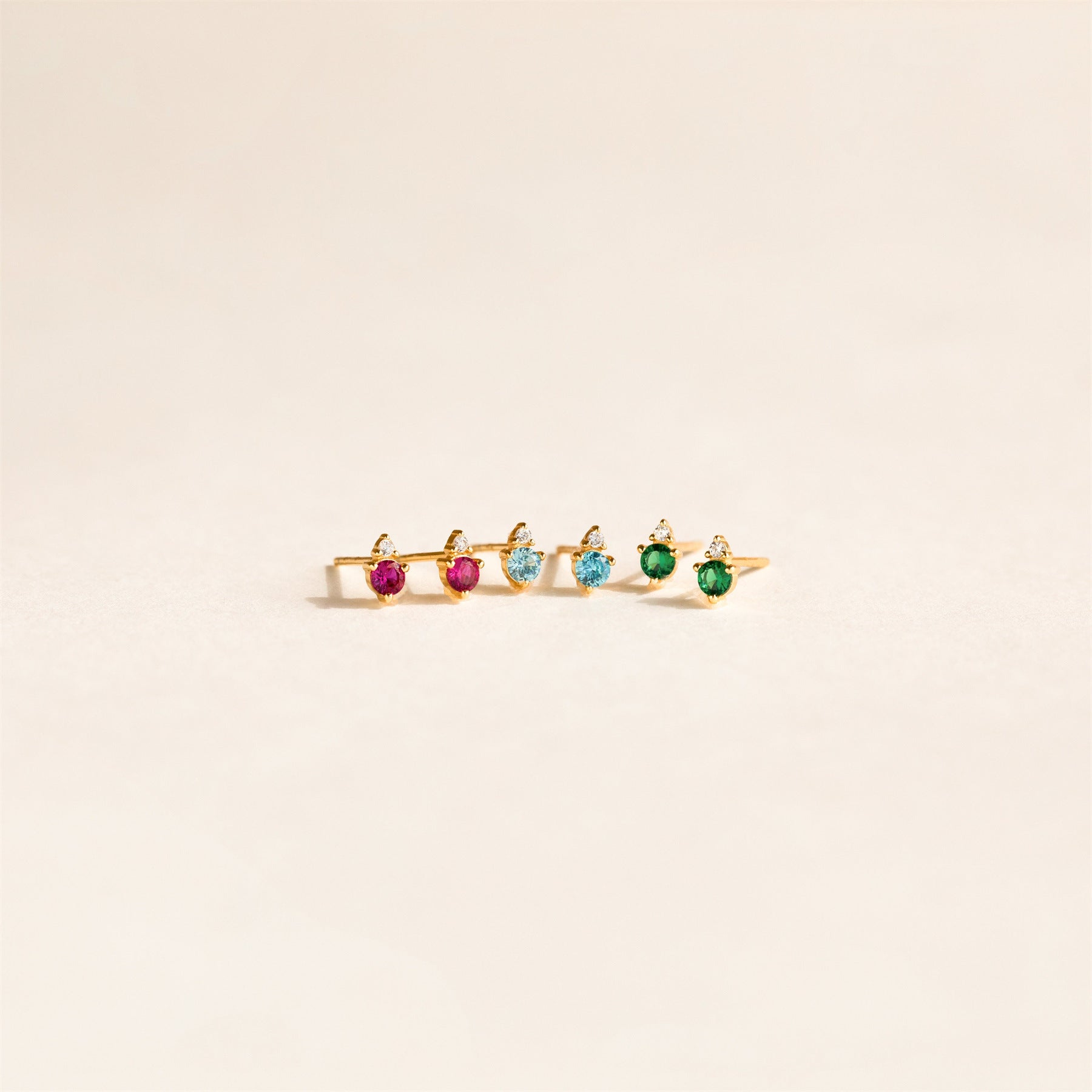 December Birthstone Stud Earrings, detail view