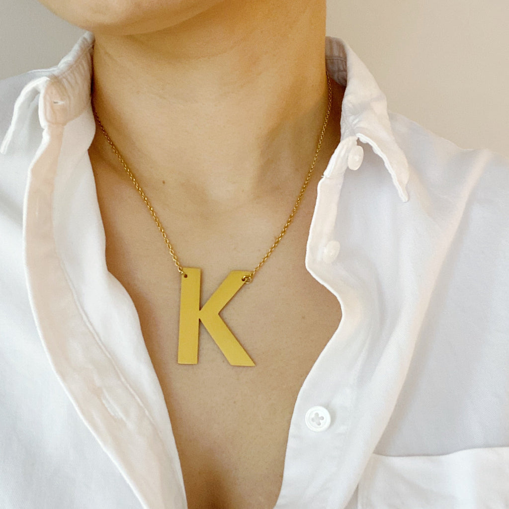 Boldly You Initial Necklace, worn view