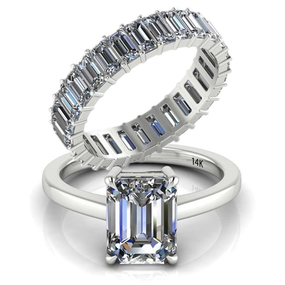 Platinum Zirconia Couple Rings, detail view