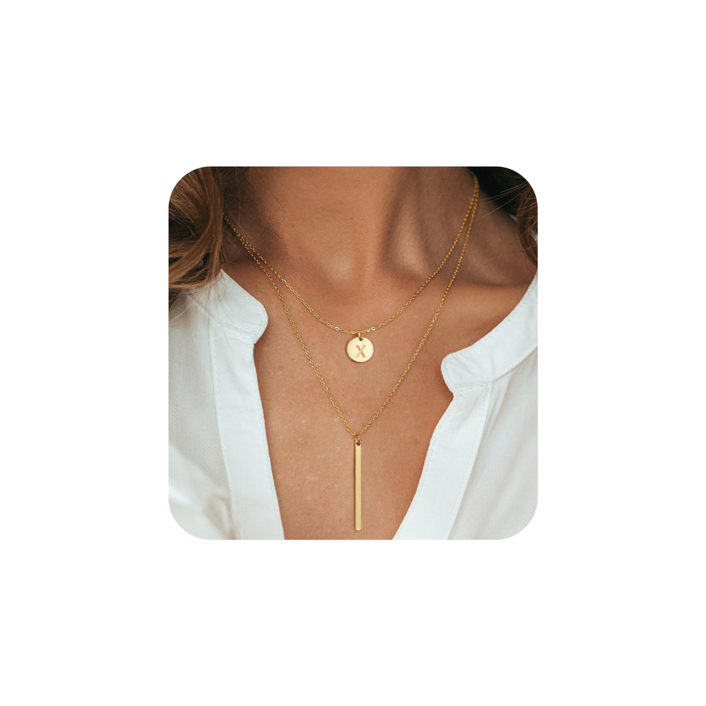 Layered Initial Necklace, Y-Chain