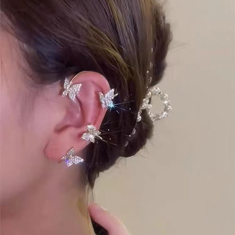 Glittering Diamond Butterfly Earrings for Women