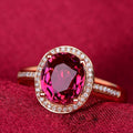 Red Crystal Gemstone Ring, close-up