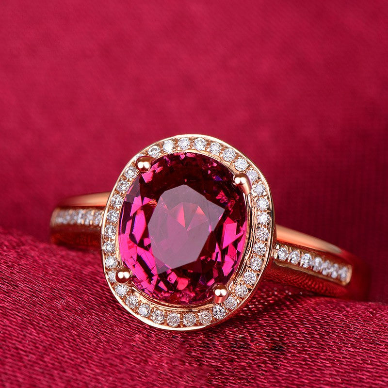 Red Crystal Gemstone Ring, close-up