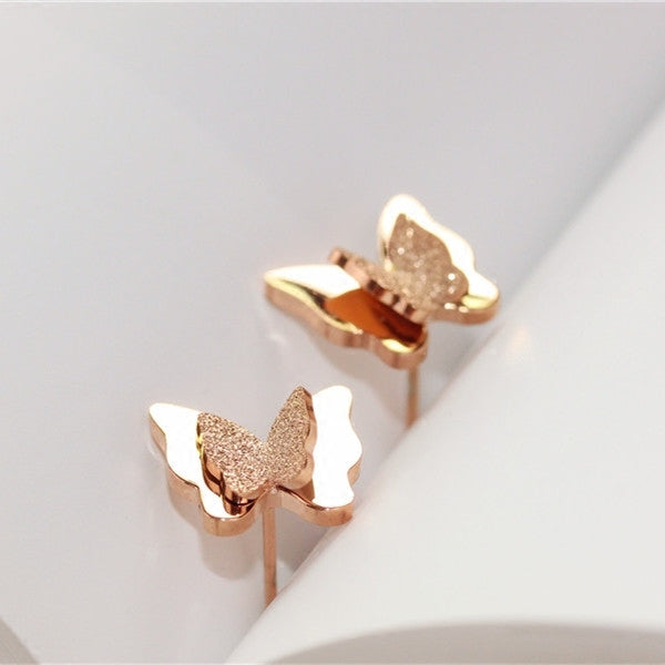 Titanium Steel Butterfly Earrings for Men and Women