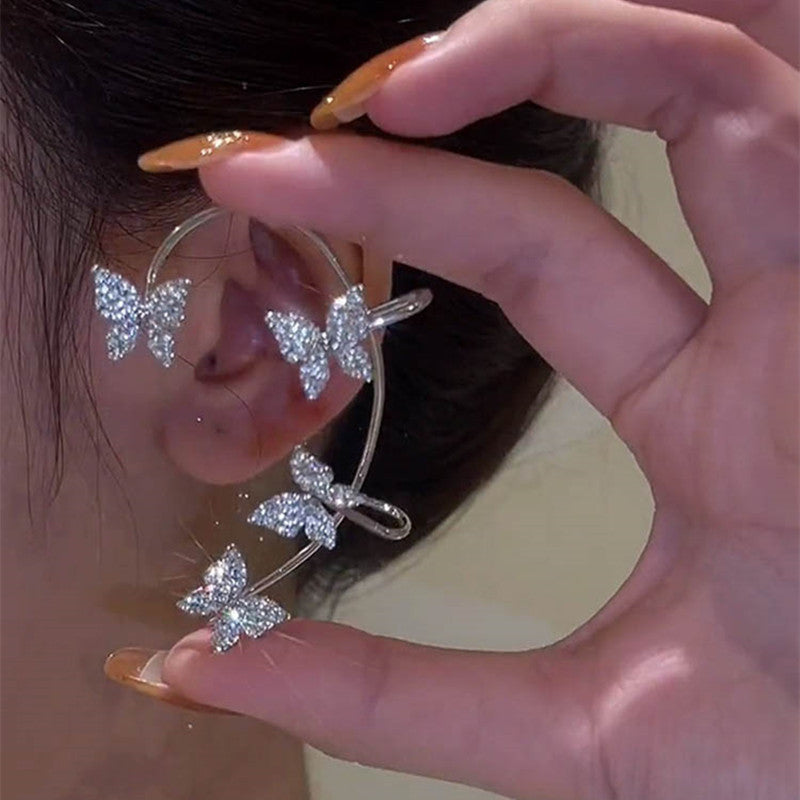 Glittering Diamond Butterfly Earrings for Women