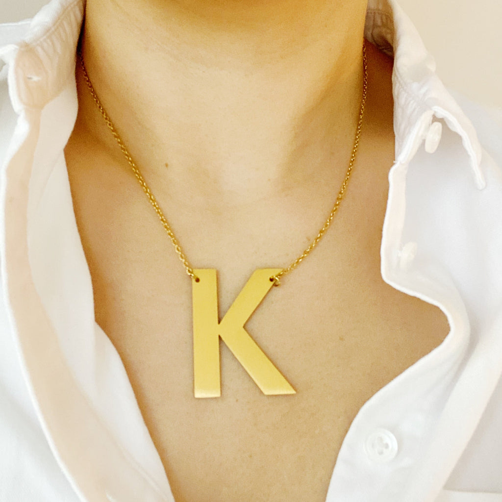 Boldly You Initial Necklace, side view