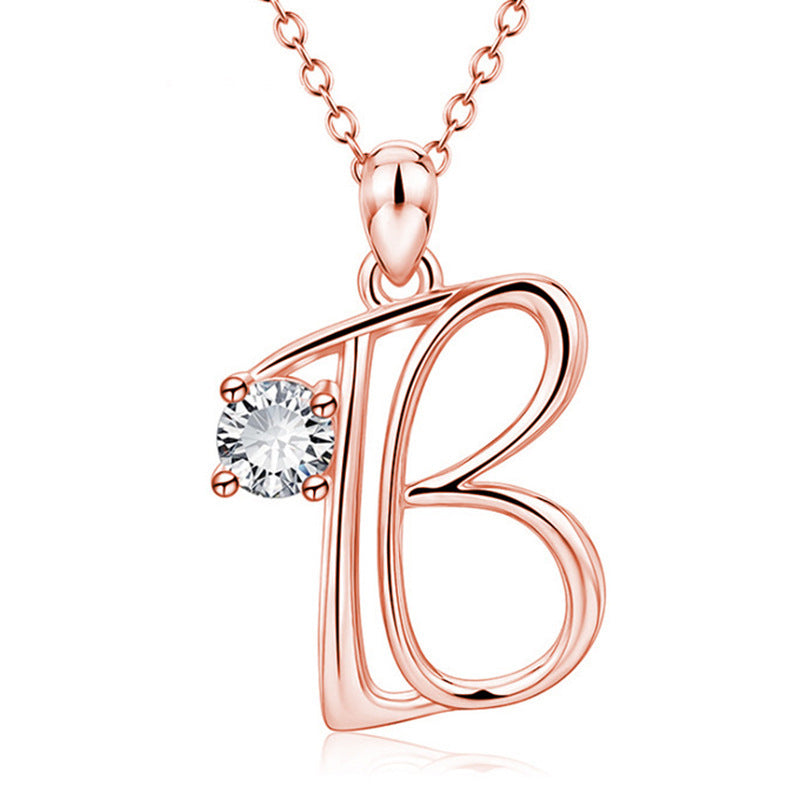 Initial Letter Necklace in 18k Gold with Zirconia