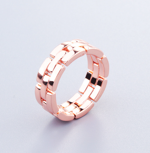Stitch-Detail Unisex Couple Rings, close-up
