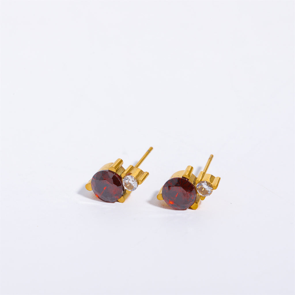 December Birthstone Stud Earrings, side view