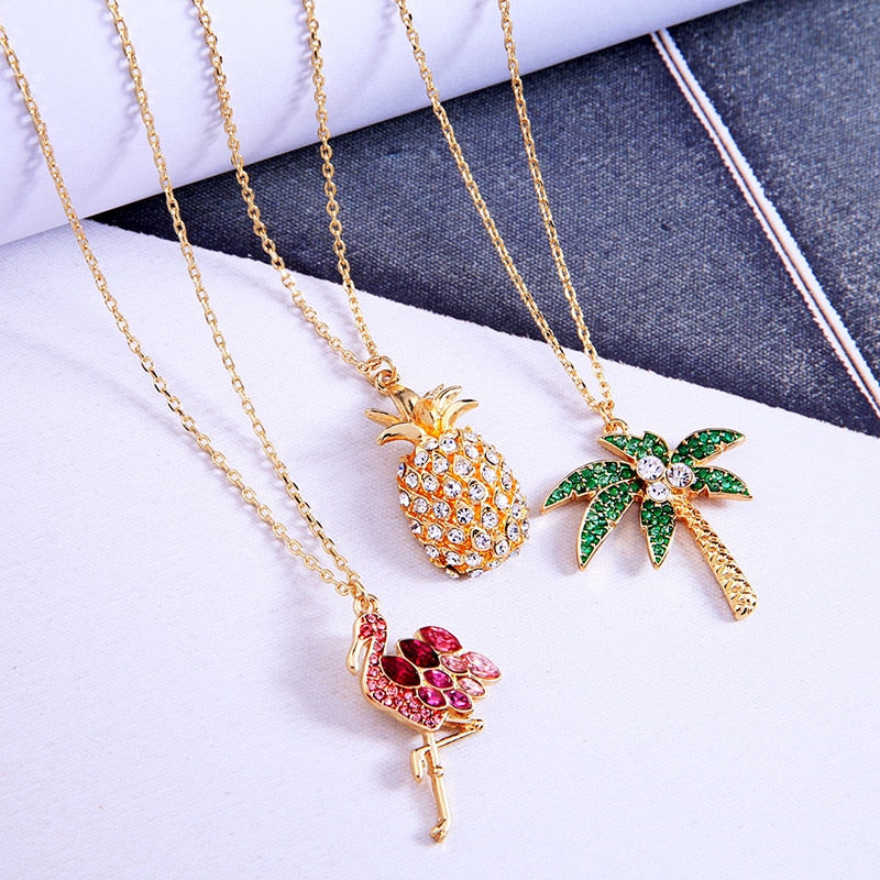 Hollow Pendant Necklace, Diamond-Inlaid