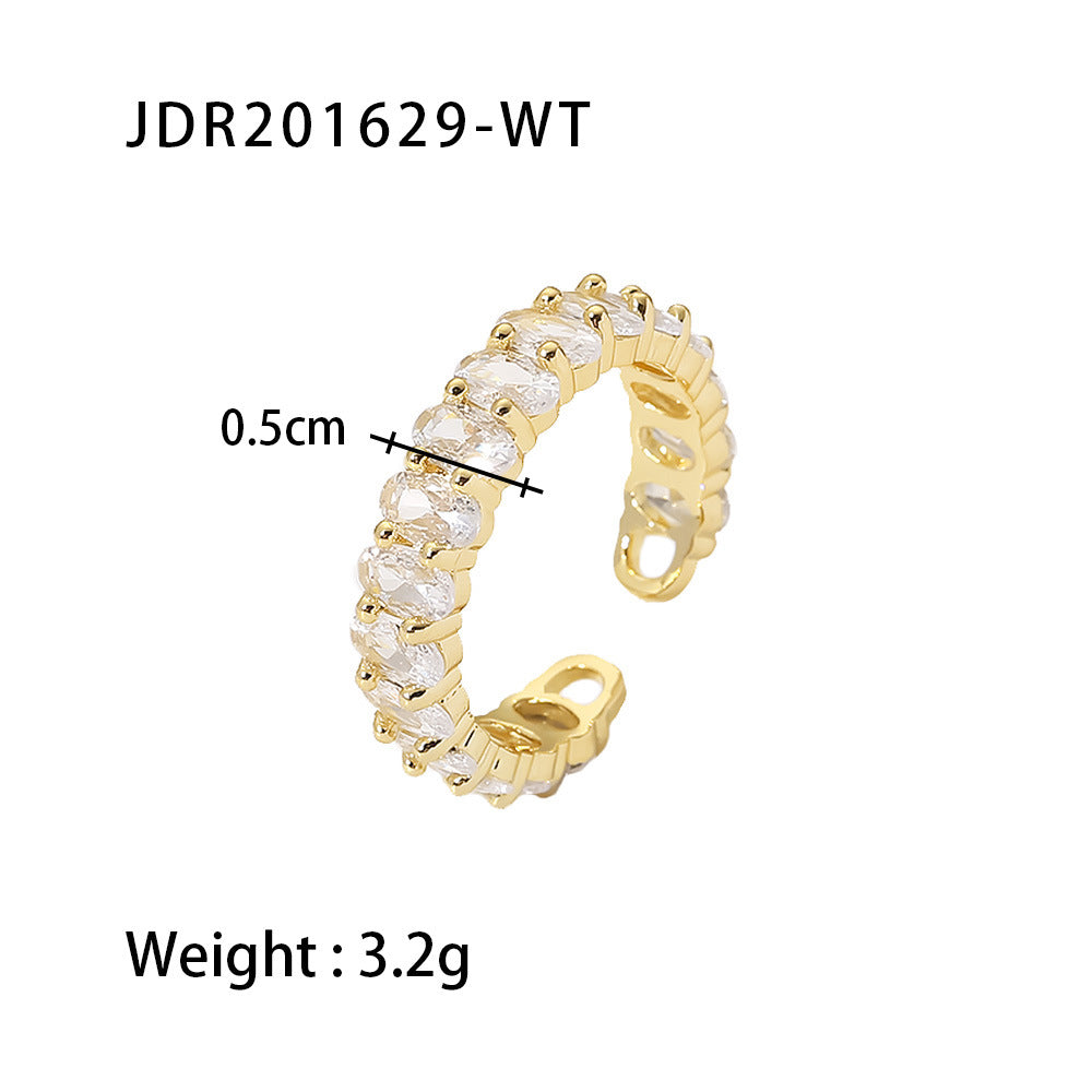Colorful CZ Oval Rings, worn view