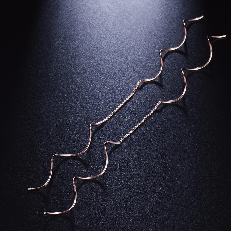 Wave Drop Earrings, Gold-Plated, close-up