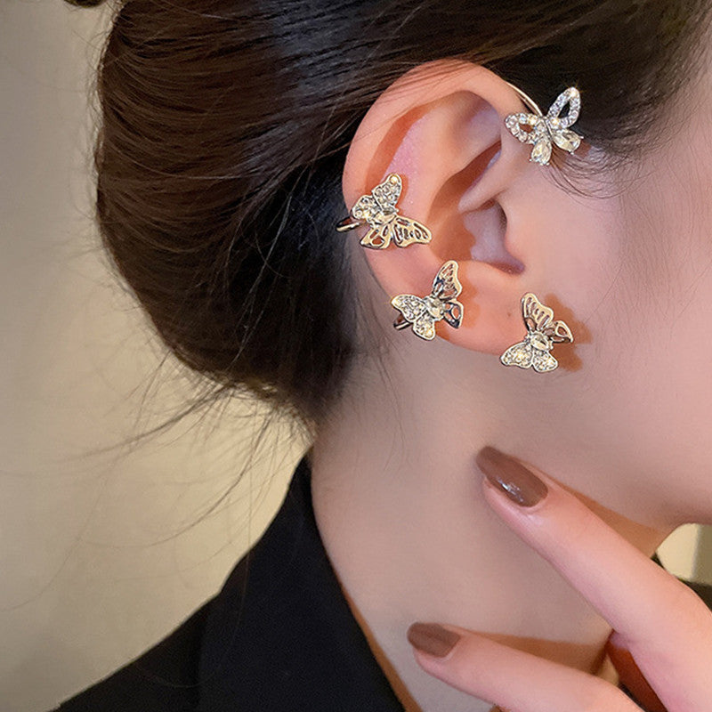 Glittering Diamond Butterfly Earrings for Women