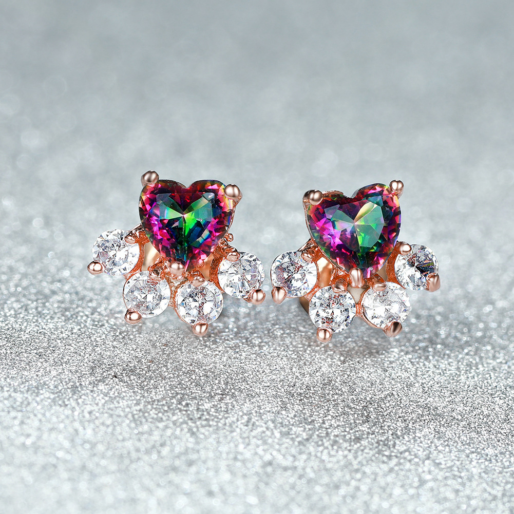 Cat Paw Print Stud Earrings, side view
