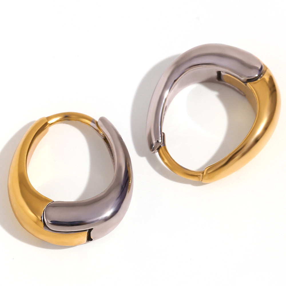Minimalist Stainless Steel Earrings, close-up