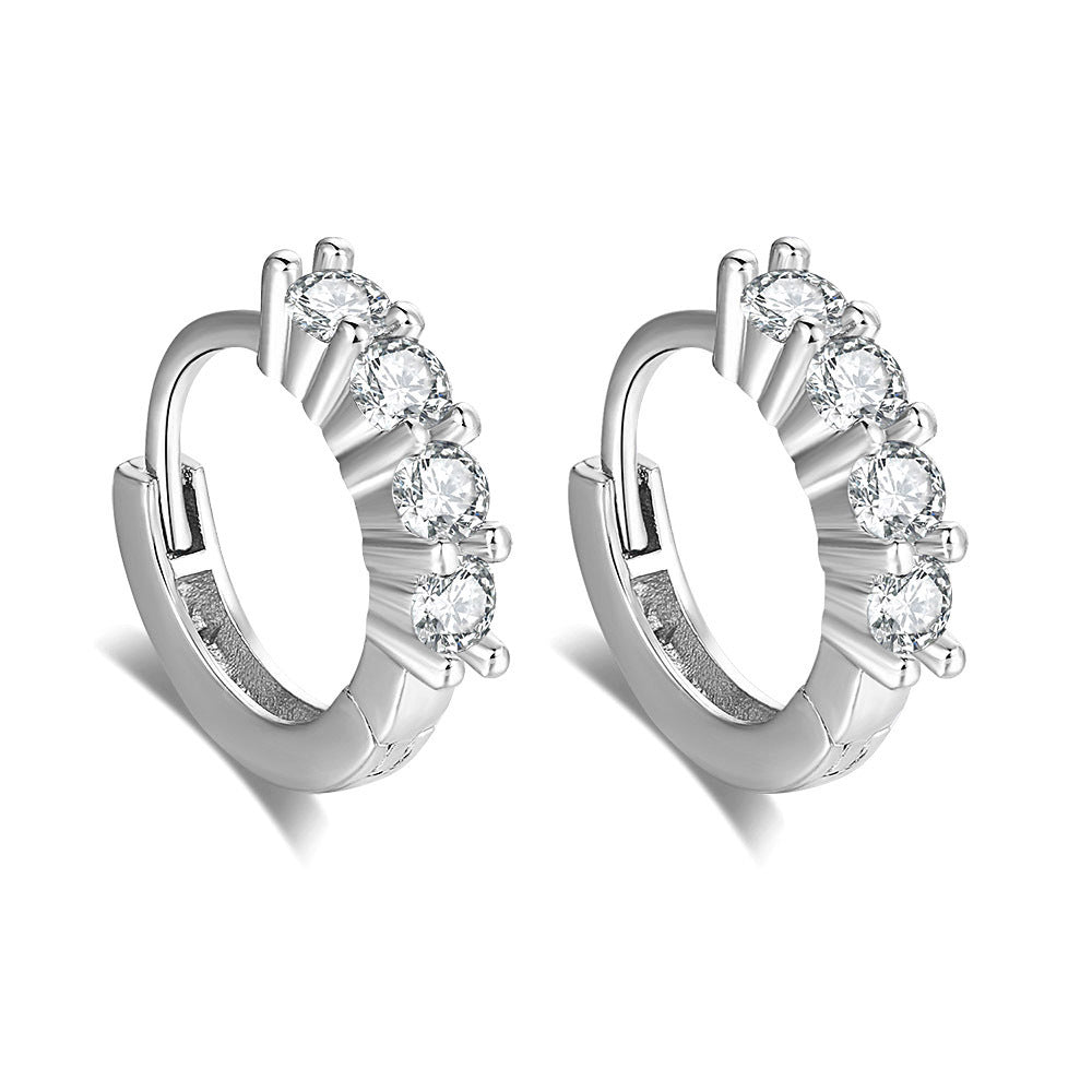 Crescent Moon Stud Earrings, worn view